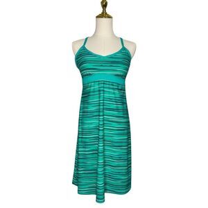 Athleta Women’s Small Shorebreak Activewear Dress Green Striped Racerback NEW